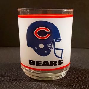 Vintage 1986 Chicago Bears Frosted Highball Glass - Mobil Oil
